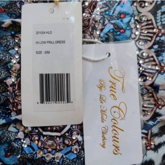 TRUE COLOURS By La Moda Blue Cat Vibrant HiLo Maxi Resort Dress Coverup NWT - Picture 8 of 10